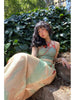 Sunset Oil Painting Skirt New Chinese Style Cheongsam Slit Deconstructed Irregular Tie Backless Dress