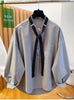 Plus Size Women's Design Long-Sleeve Relaxed Fit Shirt Fits 331 lb