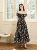 Rose Petite Woman's Charm Date Waist-Cinching A-Line Manor French Retro Floral Dress