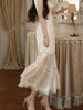Baroque Acetate Textured Lace Spliced Charming and Elegant Flowy Dress