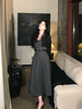 Chic Era Double Collar Waist-Cinching Sophisticated Minimalist Elegant Dress