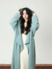And Thin-Waisted Woolen Three-Color Overcoat with Large Hat and Shawl-Like Robe Coat
