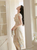Understanding Flower Gentle Ambience Positioning Embroidery Waist-Cinching Strap Twist Knot Dress