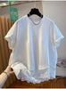 Plus Size Women's Summer New-Style Casual Lace Patchwork Short-Sleeve Relaxed Fit T-Shirt Fits 331 lb