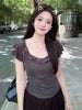 Plus Size Women's Summer New-Style Pleated Short-Sleeve Relaxed Fit T-Shirt Fits 331 lb