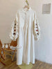Plus Size Women's Casual Embroidered Long-Sleeve Relaxed Fit Dress Fits 331 lb