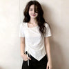 Plus Size Women's Summer Pleated Short-Sleeve T-Shirt