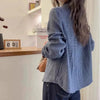 Plus Size Women's French-Style Vintage Long-Sleeve Relaxed Fit Shirt Fits 331 lb