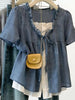 Plus Size Women's Summer French-Style Elegant Puff-Sleeve Shirt