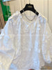 Plus Size Women's Summer New-Style Lace Embroidered Relaxed Fit Shirt Fits 331 lb