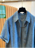 Plus Size Women's Summer Casual Denim Short-Sleeve Relaxed Fit Shirt Fits 331 lb