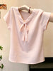 Plus Size Women's Summer New-Style Bow Short-Sleeve Relaxed Fit T-Shirt Fits 331 lb