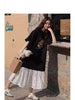 Plus Size Women's Summer New-Style Lace Patchwork Short-Sleeve Relaxed Fit Dress Fits 331 lb