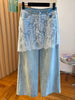 Plus Size Women's Summer New-Style Casual Lace Patchwork Relaxed Fit Pants Fits 99-331 lb