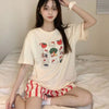 Plus Size Women's Summer Casual Short-Sleeve Relaxed Fit Two-Piece Set