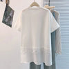 Plus Size Women's Summer New-Style Lace Design Patchwork Short-Sleeve Relaxed Fit T-Shirt Fits 331 lb