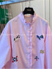 Plus Size Women's Spring Summer Embroidered Long-Sleeve Shirt Fits 331 lb