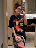 Plus Size Women's Summer Fashionable New-Style Printed Pleated Short-Sleeve Two-Piece Set Fits 331 lb