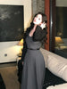 Chic Era Double Collar Waist-Cinching Sophisticated Minimalist Elegant Dress