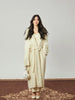 And Thin-Waisted Woolen Three-Color Overcoat with Large Hat and Shawl-Like Robe Coat