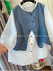 Plus Size Women's Casual Design Denim Short-Sleeve Relaxed Fit Two-Piece Set Fits 331 lb