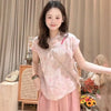 Plus Size Women's Summer French-Style New-Style Floral Short-Sleeve Shirt Fits 331 lb