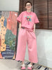 Plus Size Women's Summer Casual Printed Relaxed Fit Two-Piece Set Fits 331 lb