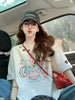 Plus Size Summer Embroidered Printed Short-Sleeve Relaxed Fit T-Shirt Fits 331 lb