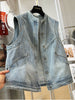 Plus Size Women's Summer Denim Sleeveless Relaxed Fit Vest Fits 331 lb