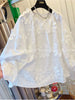 Plus Size Women's Summer New-Style Lace Embroidered Relaxed Fit Shirt Fits 331 lb