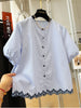 Plus Size Women's Summer Elegant New-Style Embroidered Short-Sleeve Shirt Fits 99-331 lb