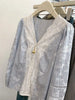 Plus Size Women's Summer Casual Lace Patchwork Long-Sleeve Relaxed Fit Shirt Fits 331 lb