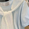 Plus Size Women's Summer New-Style Lace Bow Patchwork Short-Sleeve Relaxed Fit T-Shirt Fits 331 lb