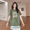 Plus Size Summer Printed Short-Sleeve Relaxed Fit Two-Piece Set Fits 331 lb