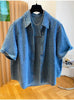 Plus Size Women's Summer Casual Denim Short-Sleeve Relaxed Fit Shirt Fits 331 lb