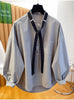 Plus Size Women's Design Long-Sleeve Relaxed Fit Shirt Fits 331 lb