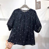 Plus Size Women's Summer Elegant New-Style Casual Printed Chiffon Short-Sleeve Relaxed Fit Blouse Fits 331 lb