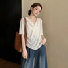 Plus Size Women's Summer French-Style Elegant Chiffon Short-Sleeve T-Shirt