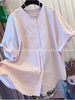 Plus Size Women's Summer Casual Short-Sleeve Puff-Sleeve Relaxed Fit Shirt Fits 88-331 lb