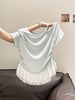 Plus Size Women's Summer French-Style Patchwork Floral Short-Sleeve T-Shirt Fits 331 lb
