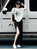 Plus Size Fashionable Printed Short-Sleeve Two-Piece Set Fits 331 lb