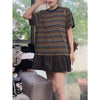 Plus Size Summer Design Patchwork Short-Sleeve T-Shirt Fits 331 lb