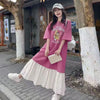 Plus Size Women's New-Style Lace Patchwork Short-Sleeve Relaxed Fit Dress Fits 331 lb