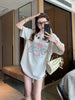 Plus Size Summer Embroidered Printed Short-Sleeve Relaxed Fit T-Shirt Fits 331 lb