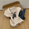 Plus Size Women's Summer New-Style Casual Knitted Short-Sleeve Relaxed Fit Sweater Fits 331 lb
