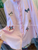 Plus Size Women's Spring Summer Embroidered Long-Sleeve Shirt Fits 331 lb