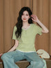 Plus Size Women's Summer French-Style New-Style Lace Patchwork Short-Sleeve Relaxed Fit T-Shirt Fits 331 lb