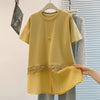 Plus Size Women's Summer New-Style Lace Design Patchwork Short-Sleeve Relaxed Fit T-Shirt Fits 331 lb