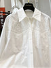 Plus Size Women's Embroidered Long-Sleeve Relaxed Fit Shirt Fits 331 lb