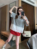 Plus Size Women's Summer New-Style Lace Patchwork Short-Sleeve Relaxed Fit T-Shirt Fits 331 lb